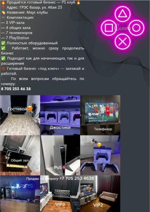 Продаётся готовый бизнес — PS клуб