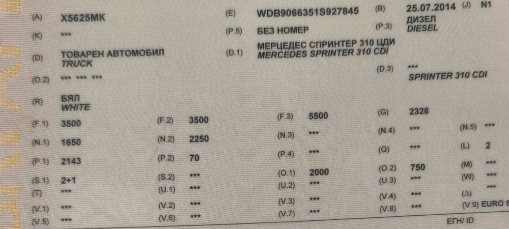 Мерцедес Спринтер 310 CDI 2014г