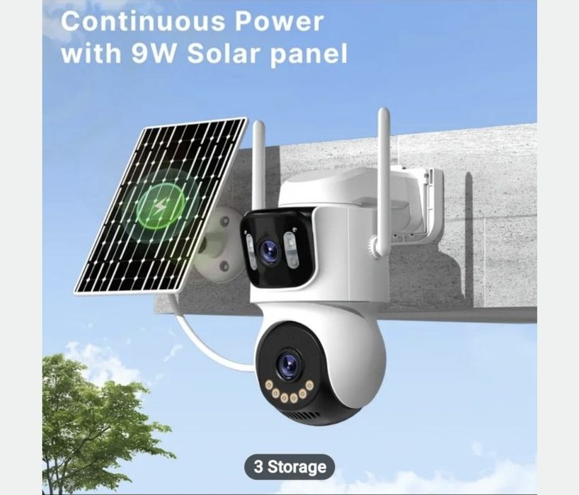 Camera supraveghere dubla cu sim 4G acumulator panou solar ip