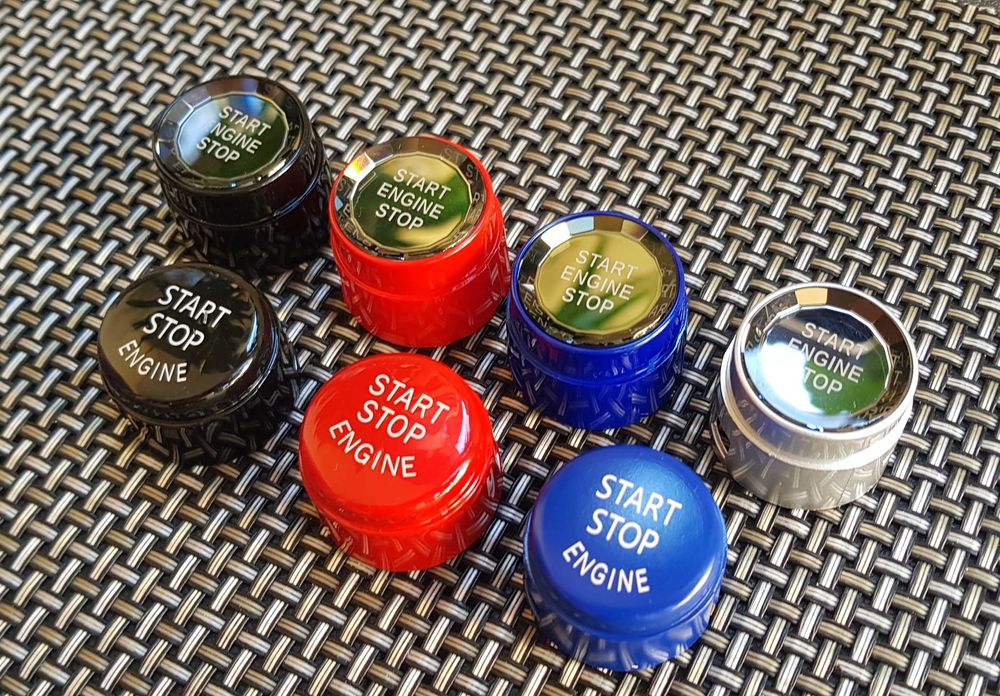 [pentru toate modelele BMW] Buton Capac Start Stop Negru Rosu Albastru