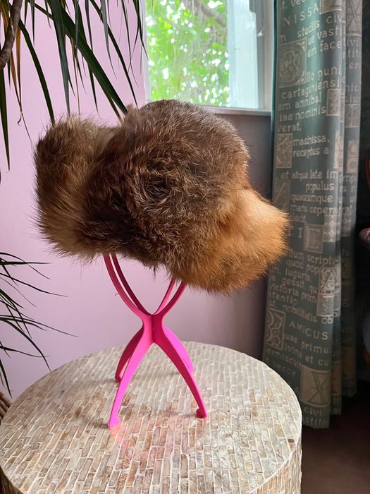 Caciula ruseasca ushanka unisex din blana naturala de vulpe rosie