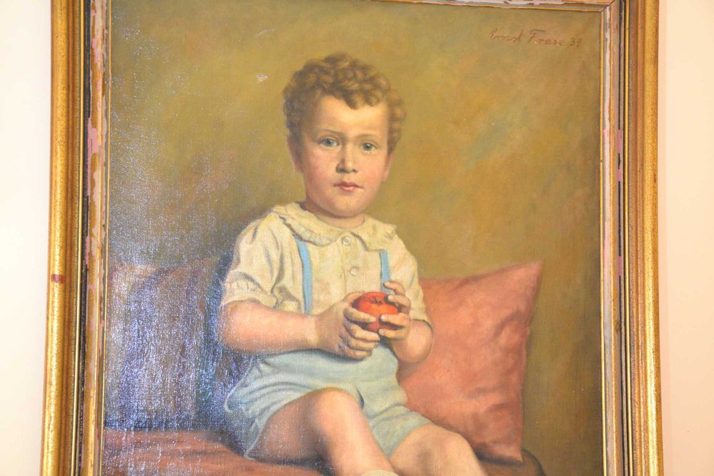 Tablou pictură ulei deosebit Ernst Frese (1939) Portret băiat 116x90cm