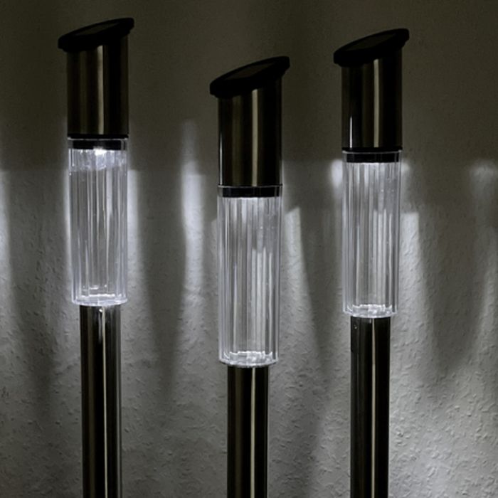 Комплект от 3 броя Led соларни лампи XL 57см - неръждаема стомана.