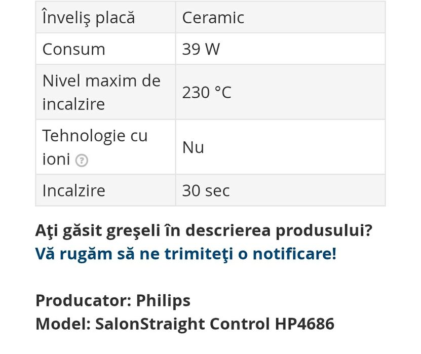 Placa de intins îndreptat parul Phillips