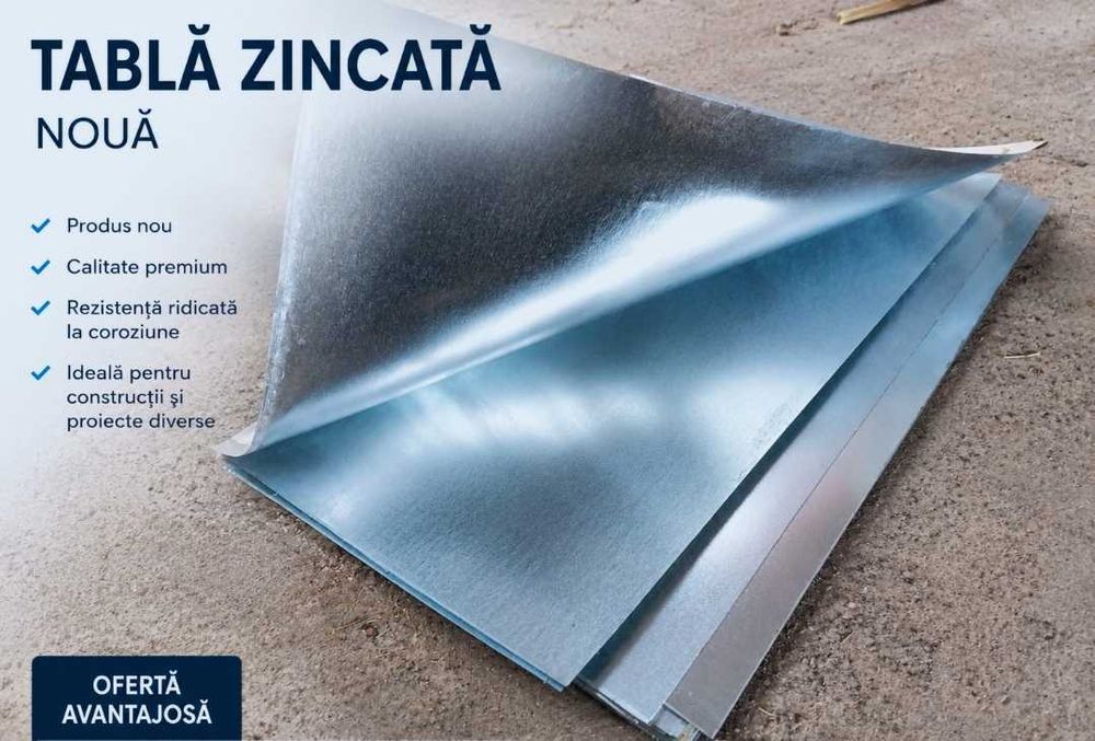 Vând tablă zincată nouă 100 foi tablă acoperiș tablă gard tablă metalică tablă pentru hale anexe construcții industriale preț bun Contact 0740616525