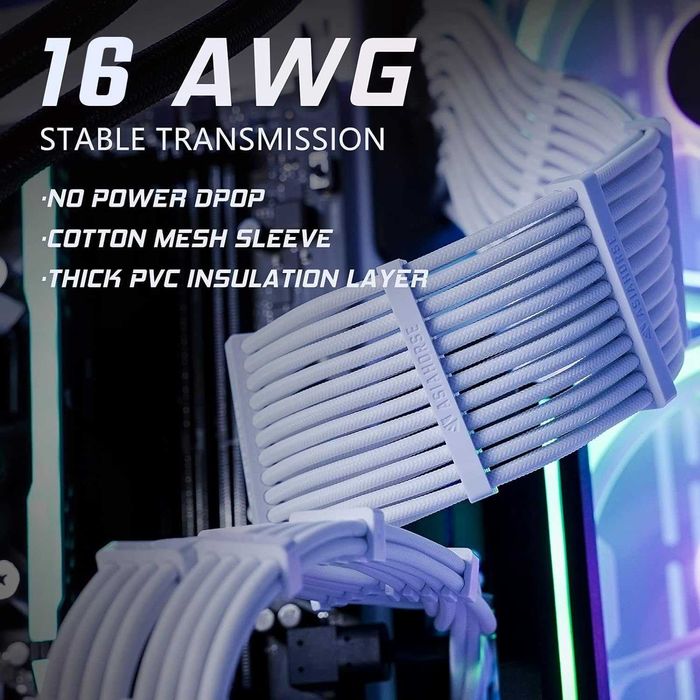Cablu kit extensie sursa alimentare PC Desktop Calculator PSU GPU Asiahorse30 cm,24PIN,8PIN (1 x 4+4,2 x 6+2) prelungitor 16AWG manson kit pieptene