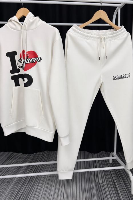 Trening DSQUARED2 bărbați alb – bumbac gros – mărimea L –