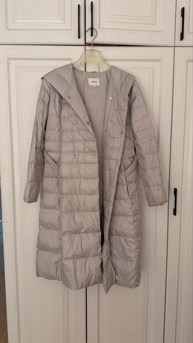 Серое пальто-плащ на весну, 40-42 размер