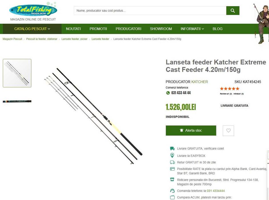Lanseta Katcher Extreme Cast Feeder 4.20M, 150G, 3+3buc