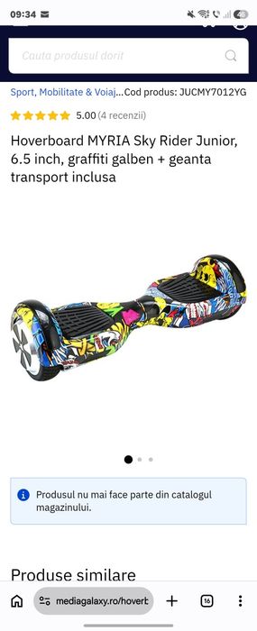 MYRIA MY7012YG  hoverboard/scooter electric pentru copii numit Myria Junior 6.5 inch,