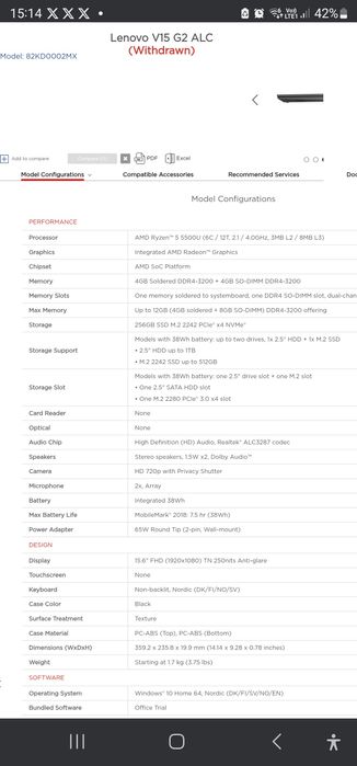 Laptop Lenovo V15 G2 ALC- Gaming 900