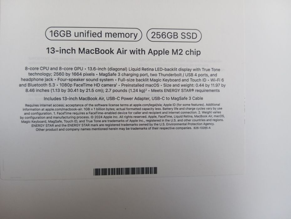MacBook air 13.6 16/256гб