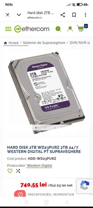 Vând hard nou, sigilat Western Digital 2 TB