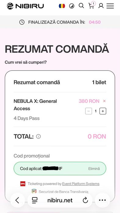 4 bilete nenominale la NebulaX din stațiunea Nibiru, Costinești!