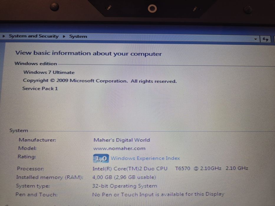 laptop fujitsu + incarcator si geanta
