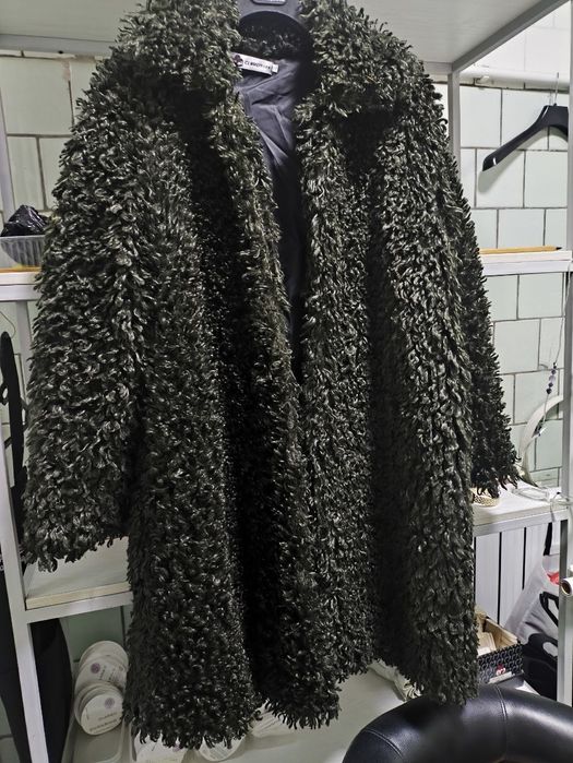 Мохнатая шуба зеленая