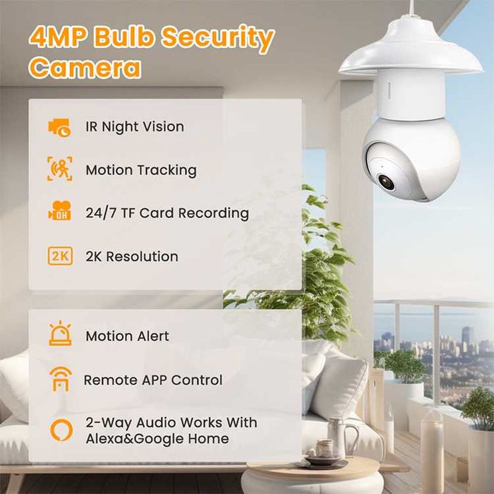 AVATTO MIUC-L02 WiFi E27 смарт камера-крушка 4 MP с нощно виждане