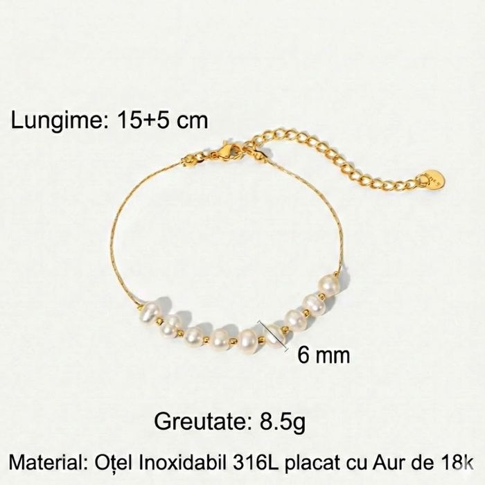 Bratara Premium Placata Aur 18K - Perle Shell, Set Cadou Inclus