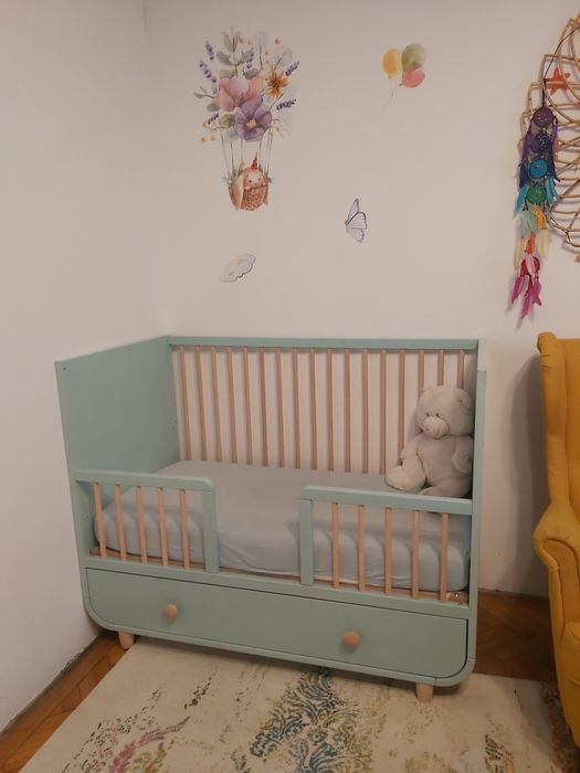 Set Ikea patut bebe+masa de infasat+dulap haine