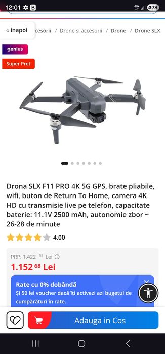 Drona completa SJRC 11F Pro + 2 baterii +husă