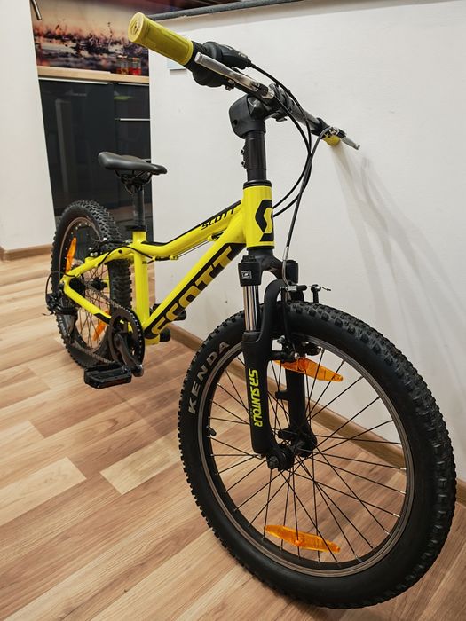 Bicicletă copii Scott Scale 20' verde fosforescent, echipare Shimano