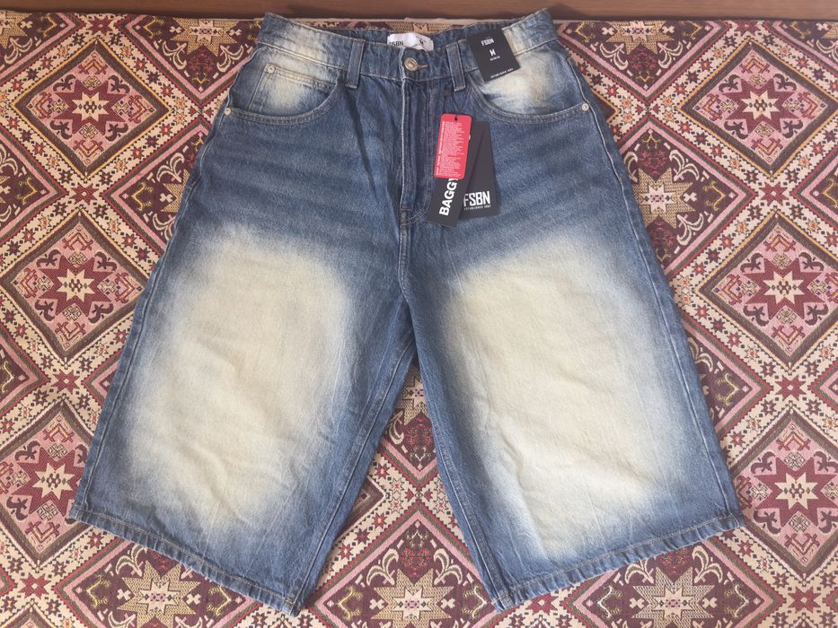 7 бр. мъжки дънкови бермуди FSBN – Baggy Fit, нови с етикети (XS–M)