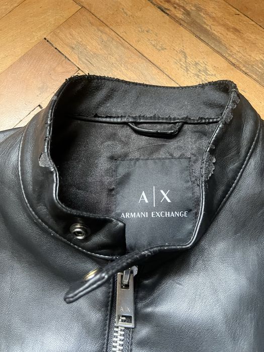 Armani Exchange Faux Leather Jacket Black Кожено Яке Бомбър Еко Кожа