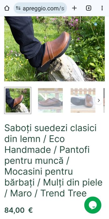 Saboti suedezi handmade piele naturala de la APREGGIO marimea 45, 0 km