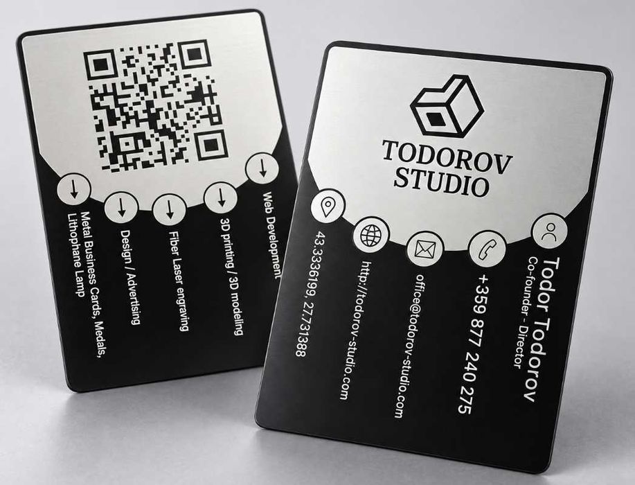 Луксозни метални визитки с лазерно гравиране по поръчка
