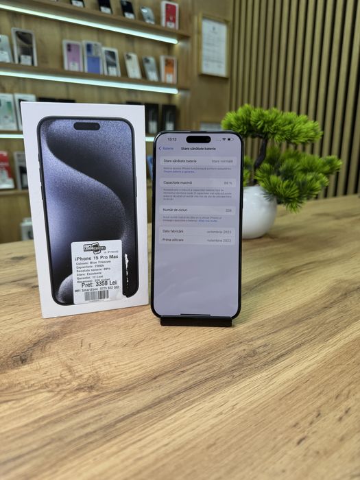 ‼️iPhone 15 Pro Max Blue 256Gb - Stare excelenta - Garantie 12 luni