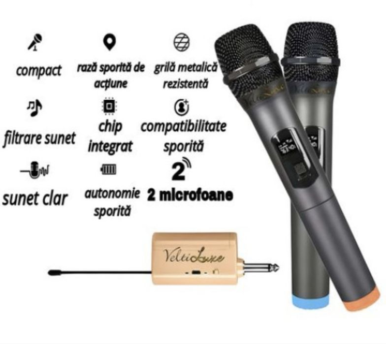 Set 2 Microfoane Profesionale, Led | Karaoke | Evenimente