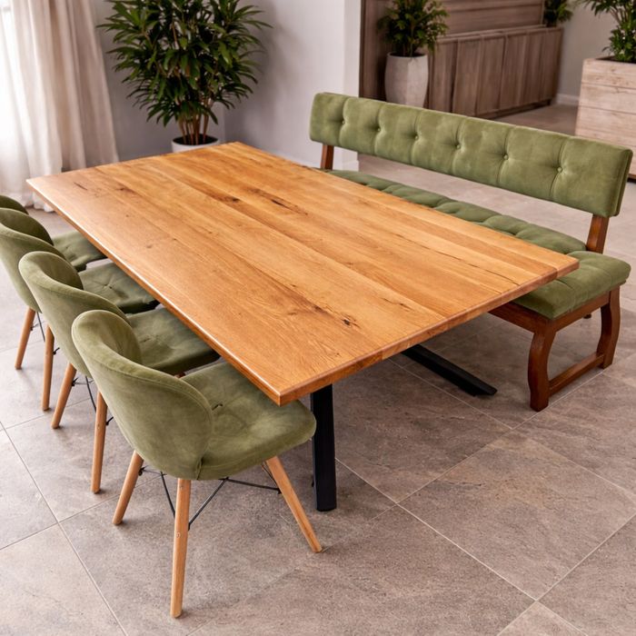 Налична голяма трапезна маса от масив дъб 230х120см