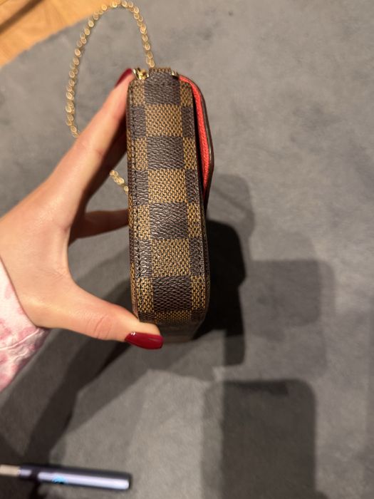 LV pochette bag with gold chain