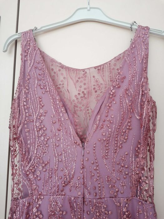 Официална дълга рокля, цвят розово злато, размер S