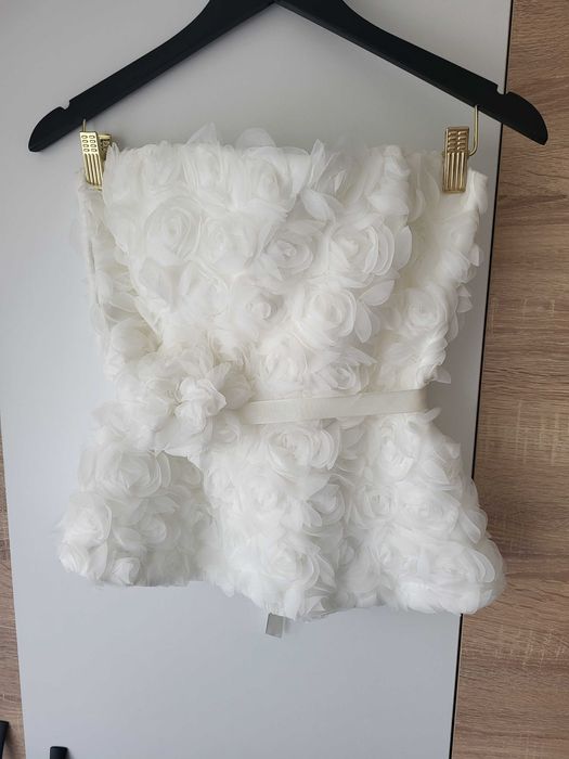 Бял топ с пеплум Christine fashion М размер