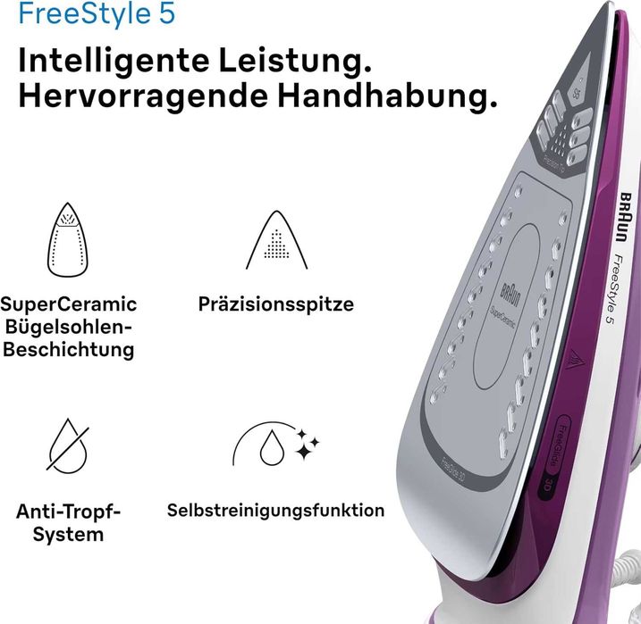 Ютия Braun TexStyle 5 SI FreeGlide 3D, 2600W, парa 180 г/мин, 300мл