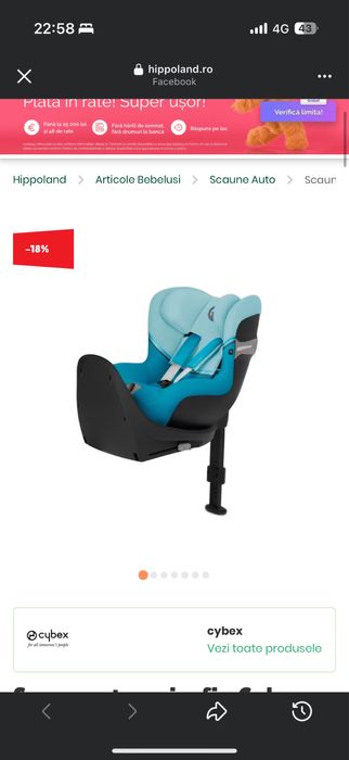 Scaun auto CYBEX SIRONA SX2 I SIZE 360 rotatie cu baza isofix ADAC