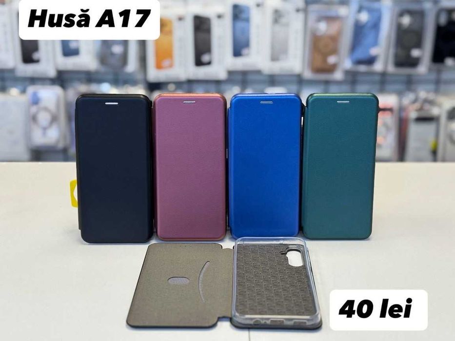 Husa piele ecologica tip carte, folie, cablu, incarcator  Samsung A17