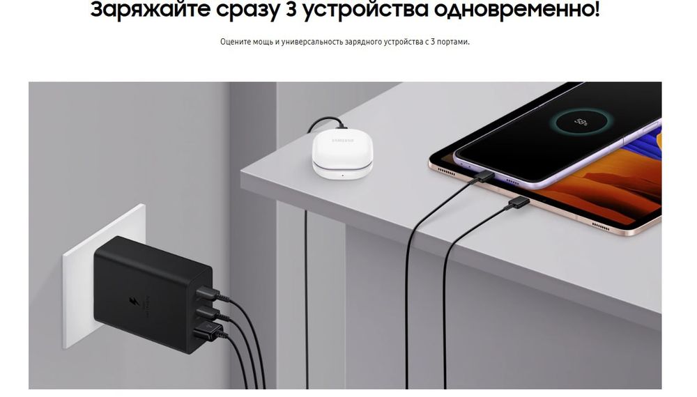 Оригинальный адаптер Samsung Super Fast Charging 65В, 45В, 25В, 15В