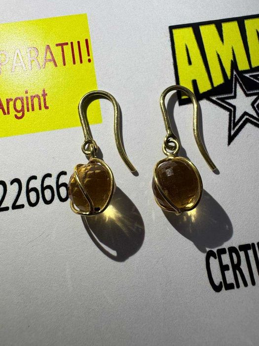 Cercei cu piatra galbena (efn) StarAmanet