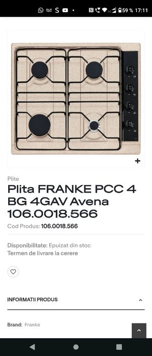 Cuptor pe GAZ  Franke  si plita pe gaz