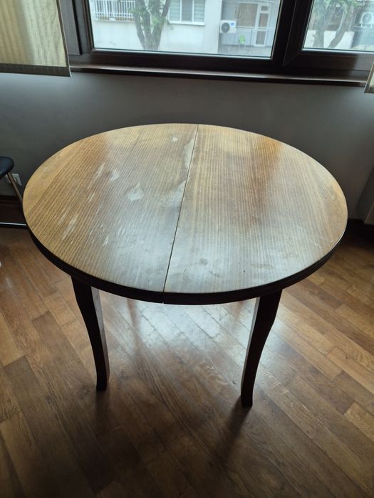 Кръгла разтегателна маса масив 90см/117см