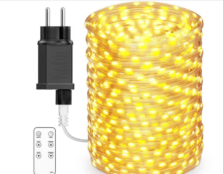 Instalație Ollny 1000 LED 100 m, telecomandă, timer, IP44 – nouă