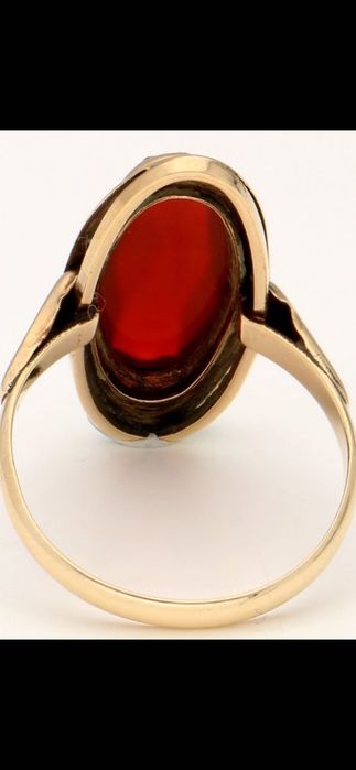 Inel aur galben 14 ct cu carnelian