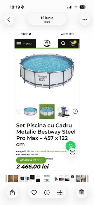 Piscina nou  cu cadru metal