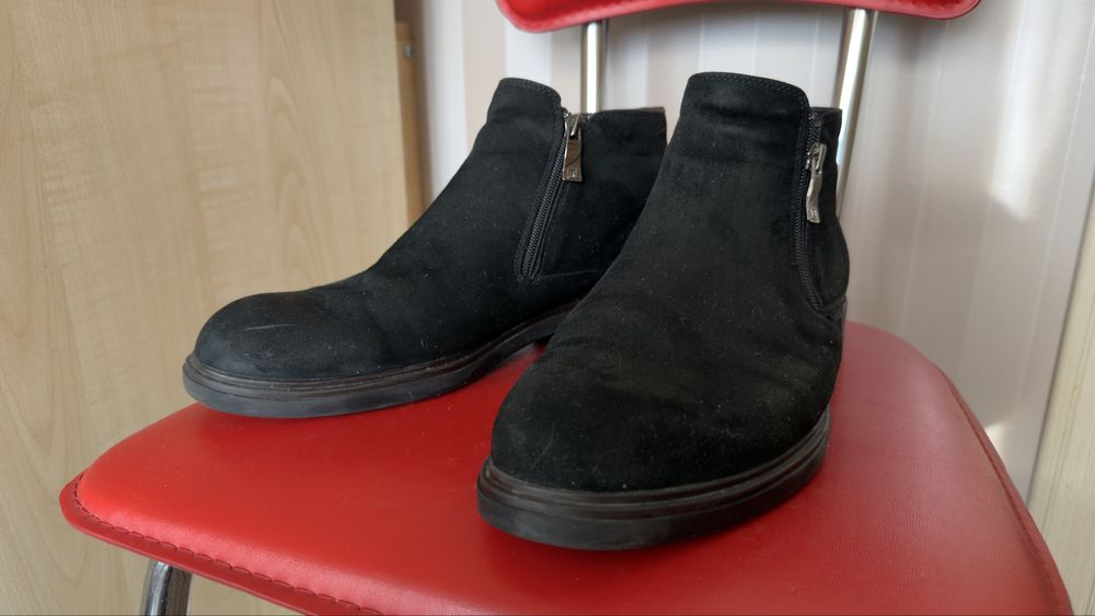 Ботинки зимние, замша, шерсть