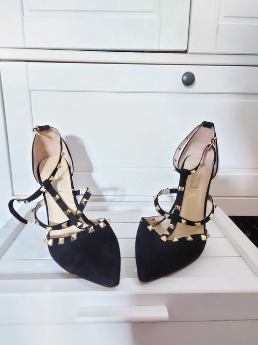 Pantofi cu toc din piele întoarsă, mărimea 41