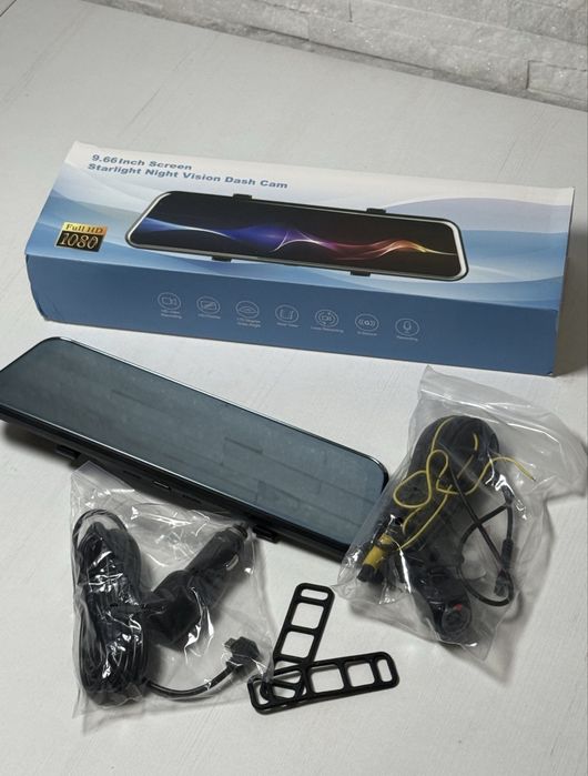 Cameră Video Auto DVR Tip Oglindă – Ecran Tactil 10 Inch, Rezoluție Full HD 1080P, Cameră Spate Marșarier & Night Vision HD
