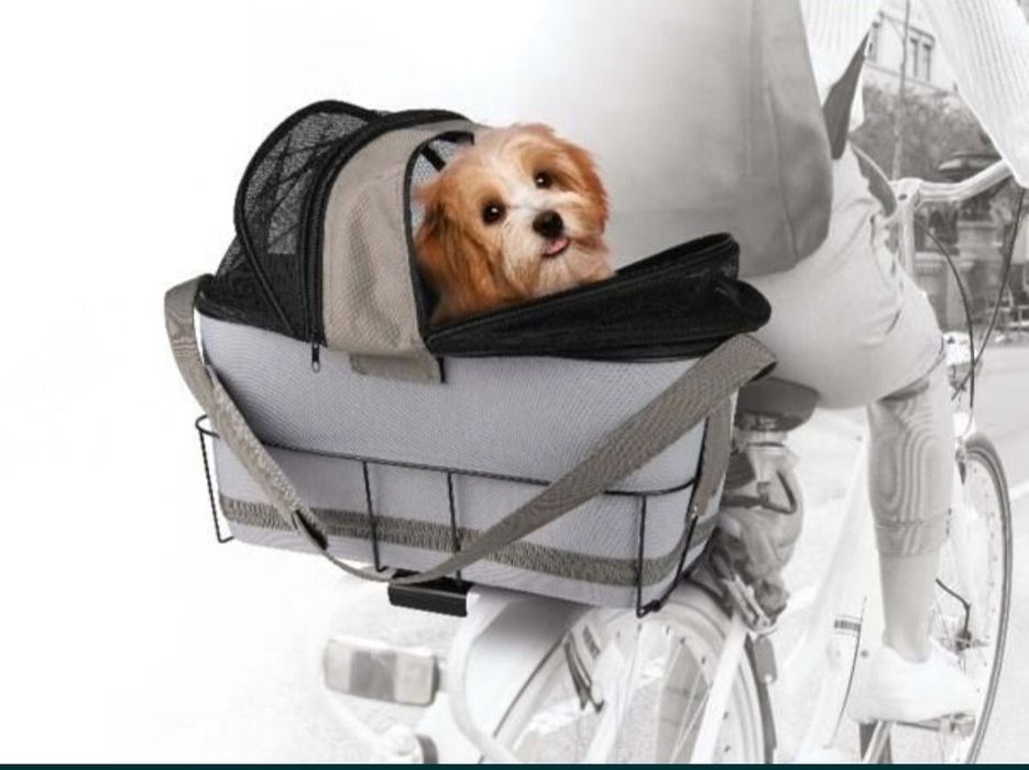 Geanta cos textil bicicleta pliabil fata impermeabil cumparaturi caine