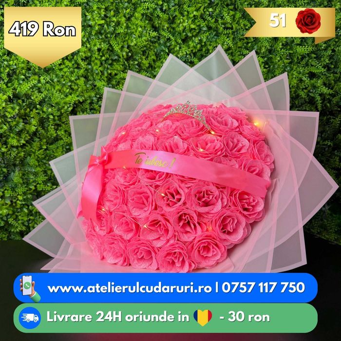Buchete Trandafiri Sapun orice culoare, livrare rapida